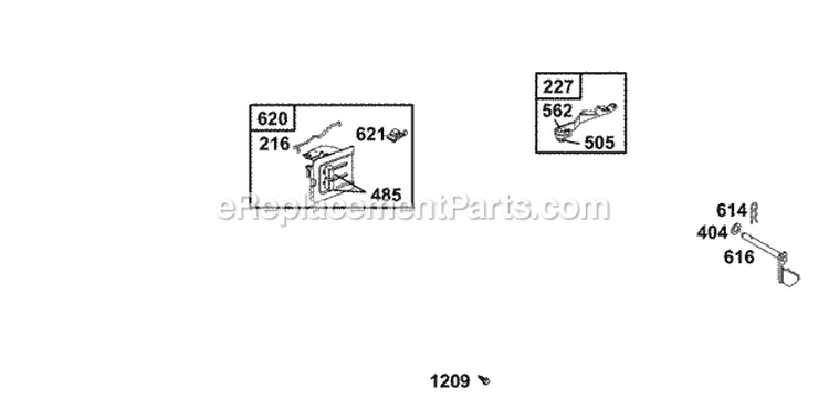 Controls Diagram and Parts List for 134202-1114-E1  Briggs and Stratton Engine